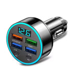 6-Port Fast Car Charger | 66W USB + Type-C Adapter with LED Display | QC3.0 + PD