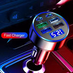 6-Port Fast Car Charger | 66W USB + Type-C Adapter with LED Display | QC3.0 + PD