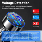 6-Port Fast Car Charger | 66W USB + Type-C Adapter with LED Display | QC3.0 + PD