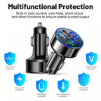 6-Port Fast Car Charger | 66W USB + Type-C Adapter with LED Display | QC3.0 + PD