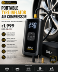 Portable Tyre Inflator Air Compressor | 150 PSI Digital Air Pump | Auto Shut-Off | LED Light | 12V DC