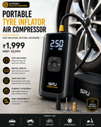 Portable Tyre Inflator Air Compressor | 150 PSI Digital Air Pump | Auto Shut-Off | LED Light | 12V DC