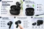 Wireless Bluetooth Earbuds with Charging Case | Bluetooth 5.3 | 42-Hour Battery | Touch Controls