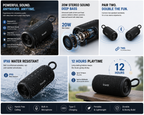 Portable Bluetooth Speaker with Deep Bass | Bluetooth 5.3 | 20W Stereo Sound | IPX6 Water Resistant