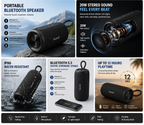 Portable Bluetooth Speaker with Deep Bass | Bluetooth 5.3 | 20W Stereo Sound | IPX6 Water Resistant