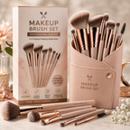 Premium Makeup Brush Set (12 Pieces) | Soft Synthetic Bristles | Professional Face & Eye Makeup Brushes