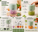 Portable Electric Mini Chopper | USB Rechargeable | 250ml Food Processor | One-Touch Operation
