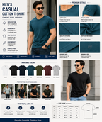 Men's Casual Cotton T-Shirt | Regular Fit | Soft Breathable Fabric | Half Sleeves
