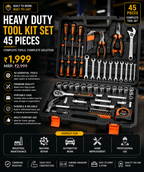 Heavy Duty Tool Kit Set (45 Pieces) | Professional Repair Tool Set | Chrome Vanadium Steel | Portable Storage Case