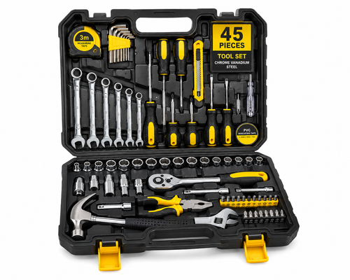Heavy Duty Tool Kit Set (45 Pieces) | Professional Repair Tool Set | Chrome Vanadium Steel | Portable Storage Case