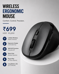 Wireless Ergonomic Mouse for Laptop & PC | 2.4GHz USB Receiver | Silent Click | Adjustable DPI