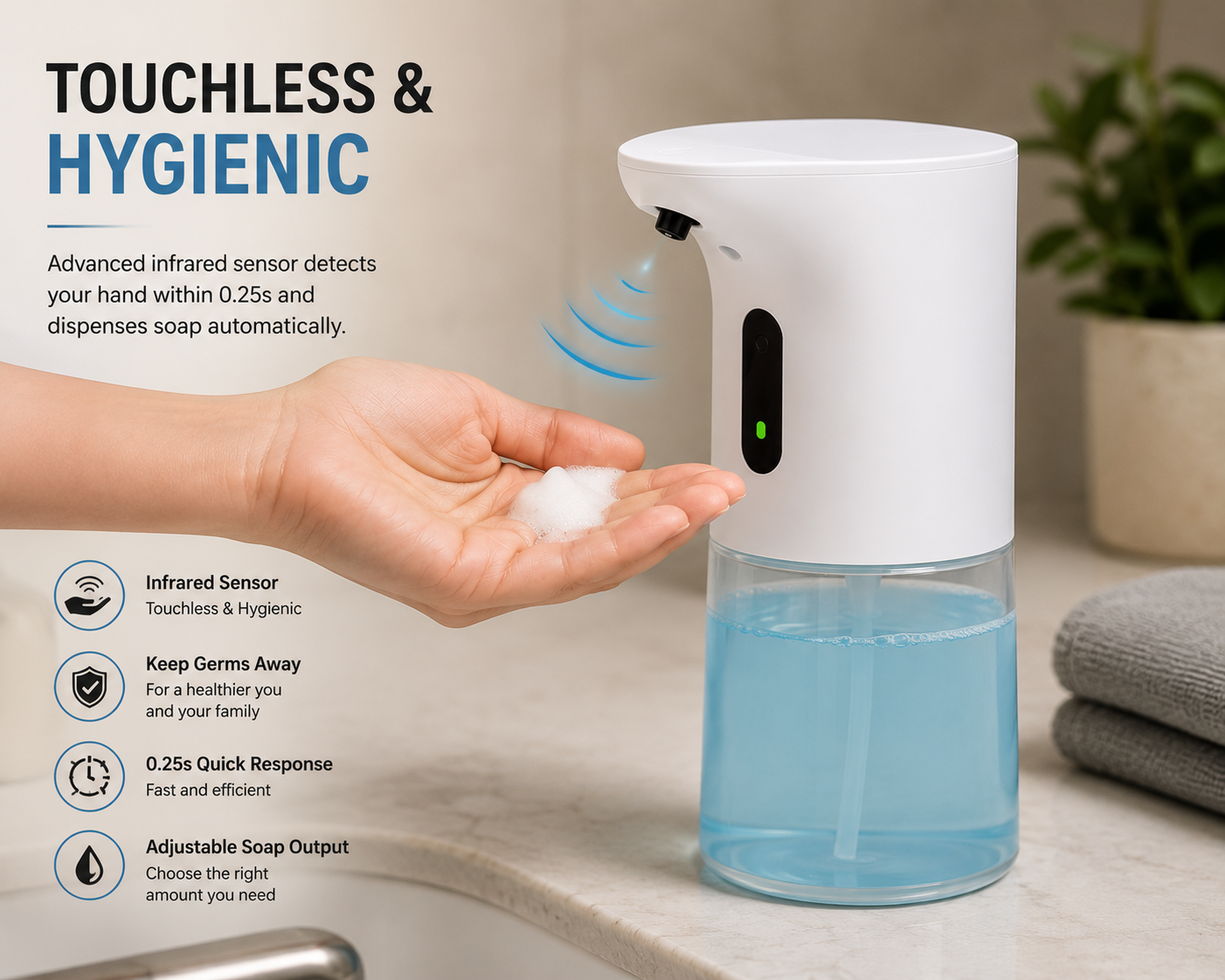 Automatic Touchless Soap Dispenser | 400ml Rechargeable | Infrared Sensor | Waterproof Design