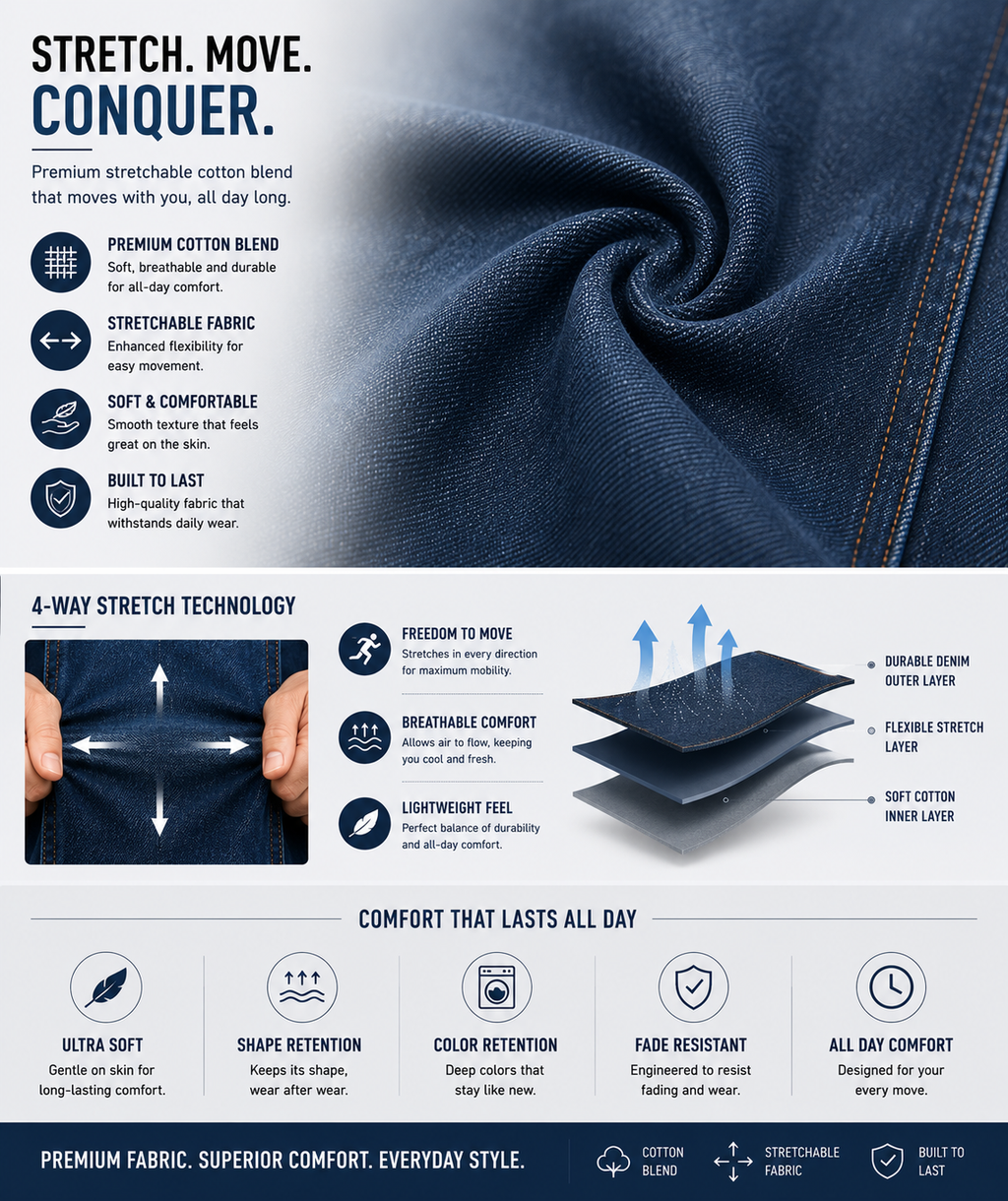 Premium Men's Slim Fit Denim Jeans | Stretchable Cotton Blend | Mid-Rise | Casual Wear