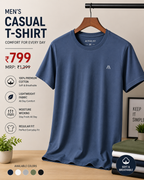 Men's Casual Cotton T-Shirt | Regular Fit | Soft Breathable Fabric | Half Sleeves