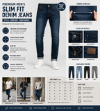 Premium Men's Slim Fit Denim Jeans | Stretchable Cotton Blend | Mid-Rise | Casual Wear