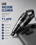 Portable Car Vacuum Cleaner | 120W High Suction | Cordless Handheld Vacuum | USB Rechargeable